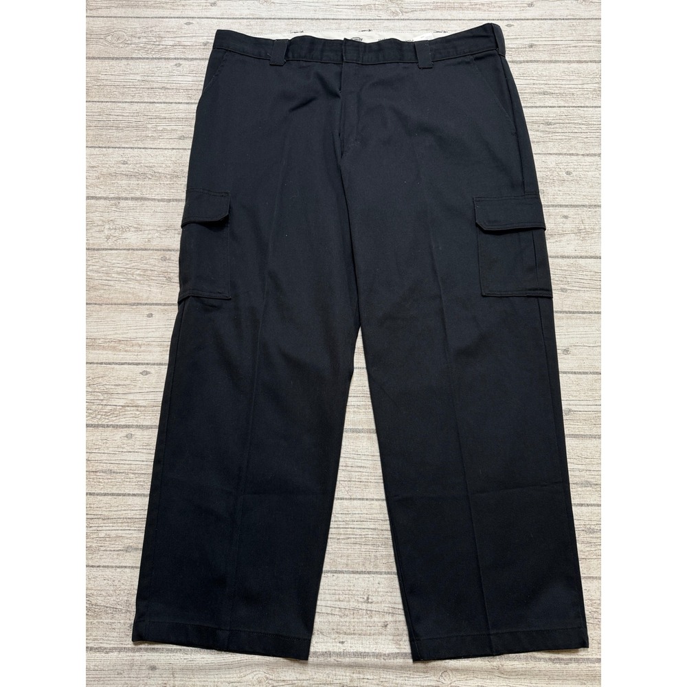 Dickies Cargo Pants Men's 44x30 Black Relaxed Straight Fit High Rise Workwear